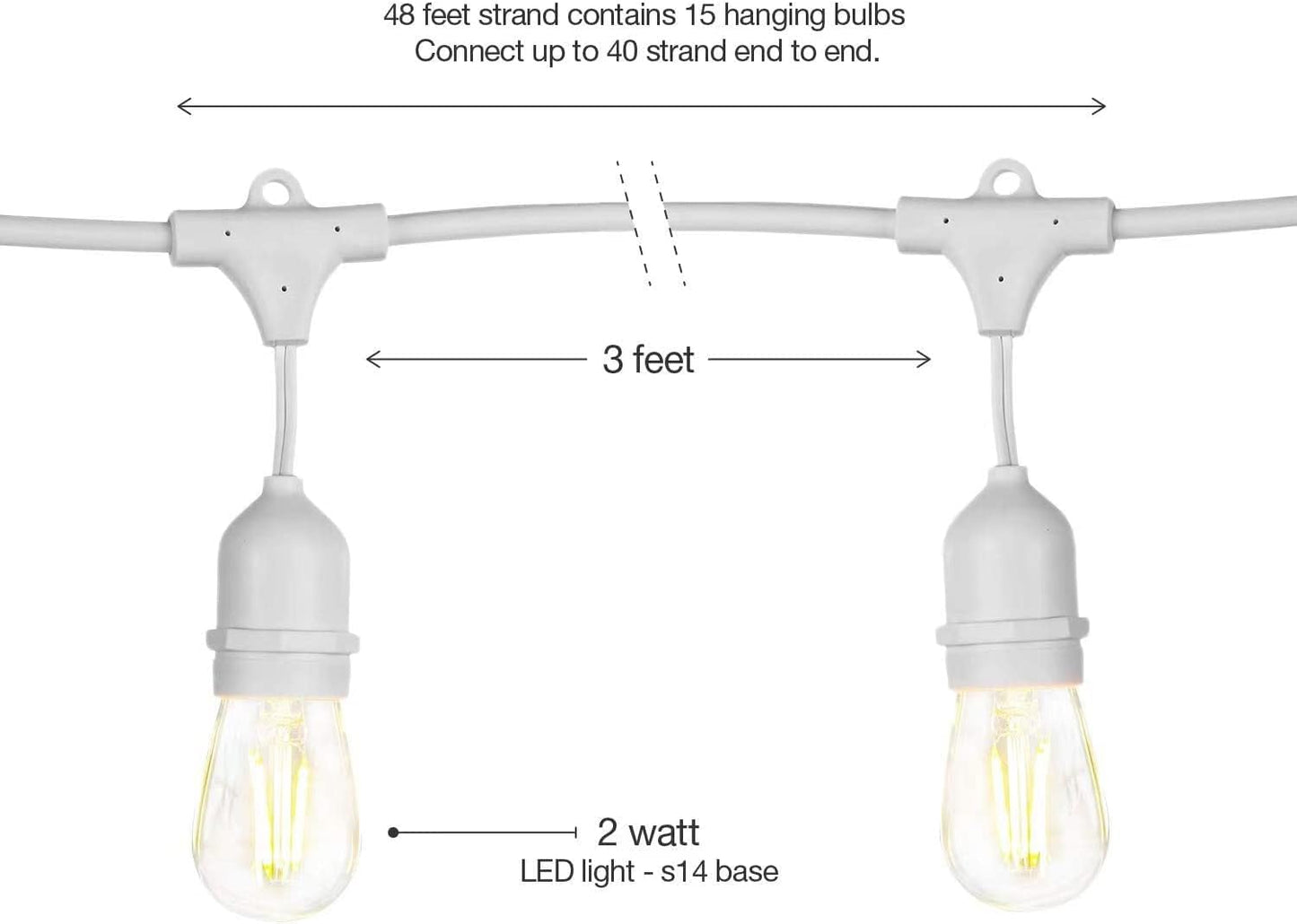 Outdoor-Lichterkette, Weiß-v(mit Lampen) 5M