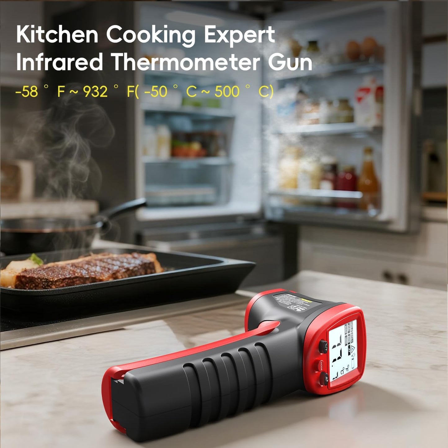 Infrarot-Thermometer -50°C bis 500°C, rot--50°C~500°C (-58℉~932℉)