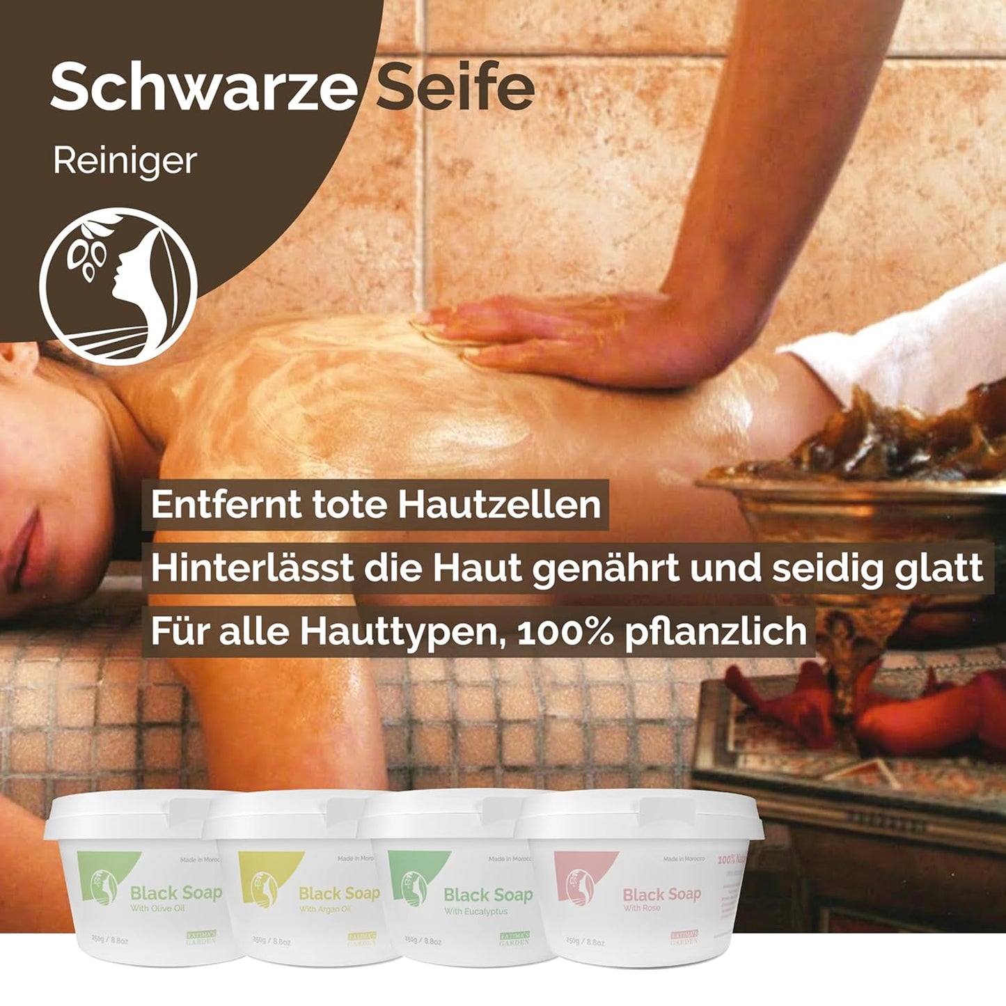Peeling-Reiniger Schwarze Seife mit Arganöl (250 g), mit Arganöl 250 g (1er Pack)