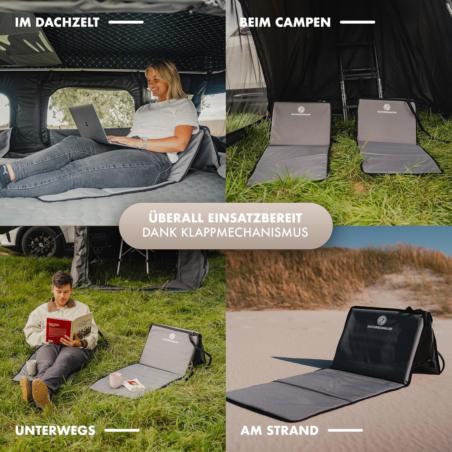 Faltbare Campingliege mit Rückenlehne & Tasche, Cloud Lounge+, Cloud Lounge+