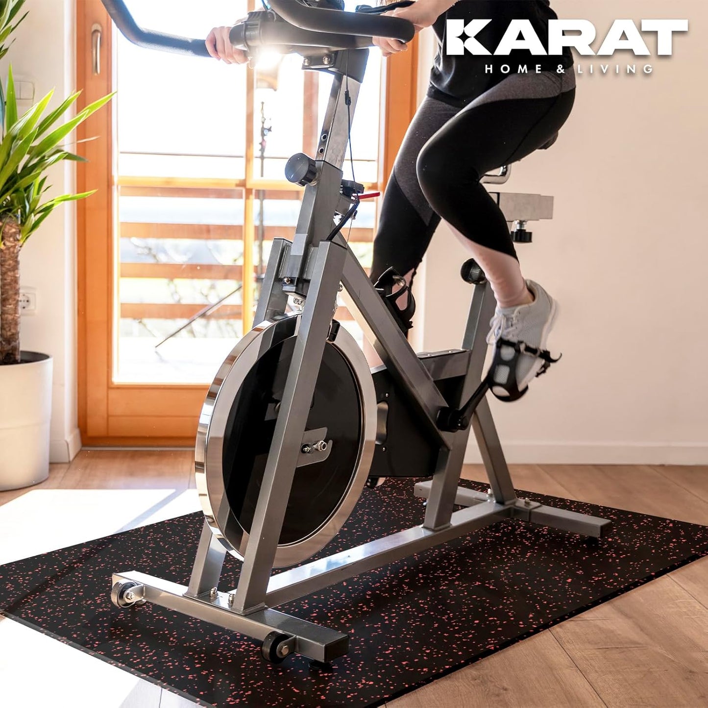 Bodenschutzmatte für Fitnessgeräte, Weiss-Schwarz 400L x 100B x 0.6D cm