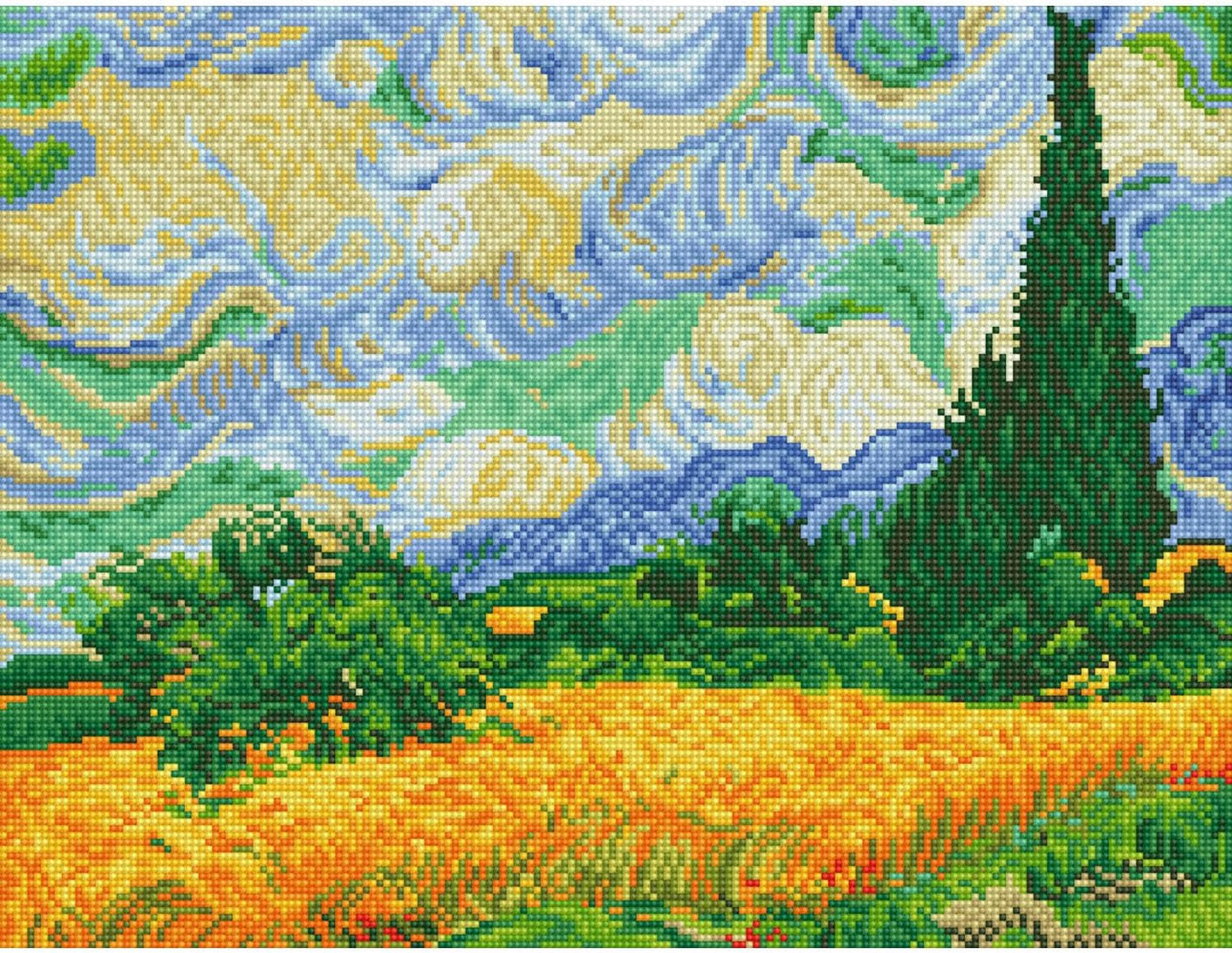 Diamond-Painting-Set Weizenfeld von Van Gogh, 50.8 x 39cm Bunt