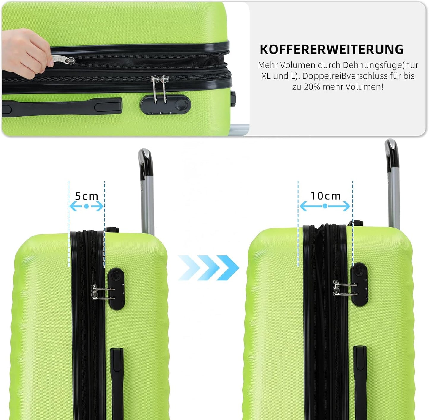 3-teiliges Kofferset, Grün