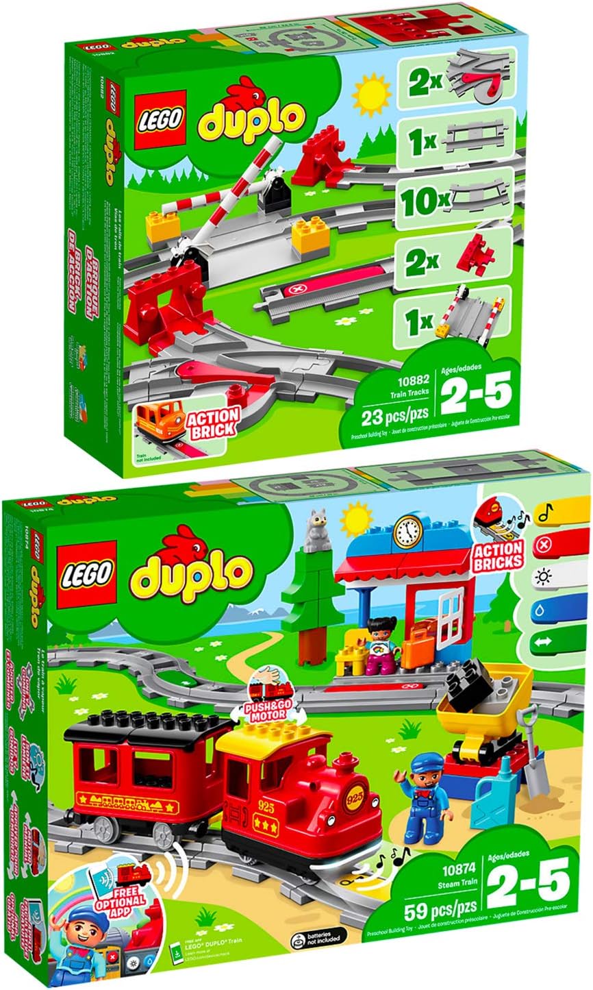 Duplo 2er Set Eisenbahn Schienen + Dampfeisenbahn