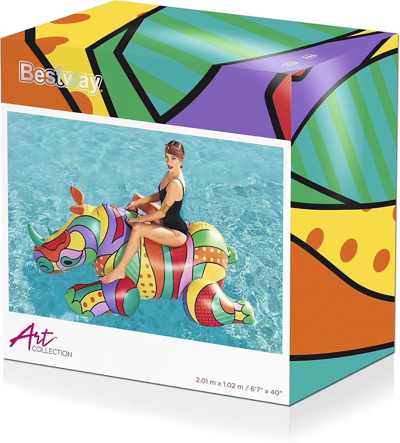 Aufblasbares Nashorn mit Pop-Art Design, Rhino Pool Float