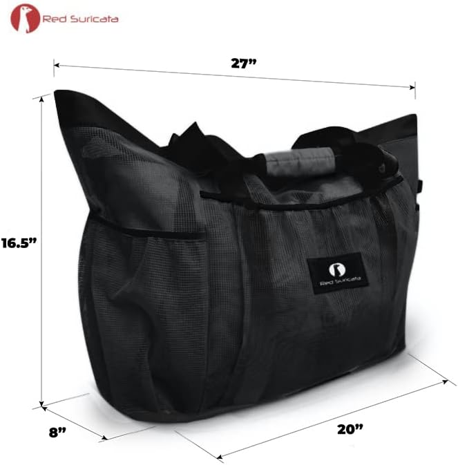 Netz-Strandtasche für den Strand, Schwarz / Schwarz