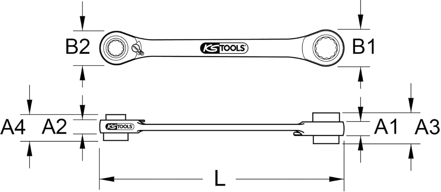 4 in 1 GEARplus umschaltbar Doppel-Ratschenringschlüssel, 16x17x18x19mm