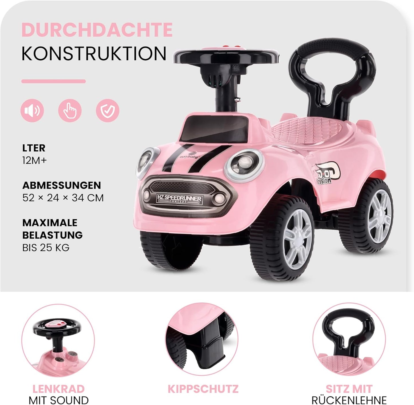 Rutschauto & Lauflernwagen für Kinder, Rosa