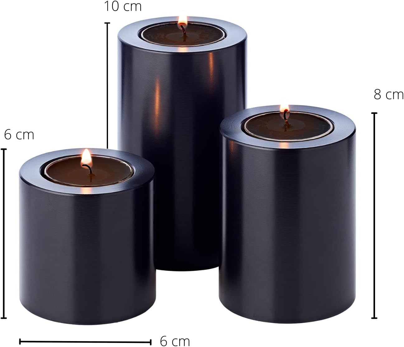 3er-Set Teelichthalter Cornelius, Ø 6 cm, Höhen 6, 8 und 10 cm