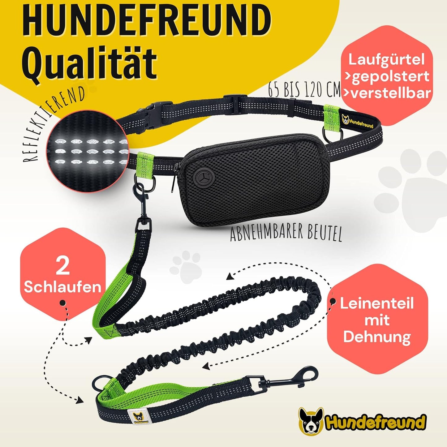 Elastische Joggingleine mit Bauchgurt