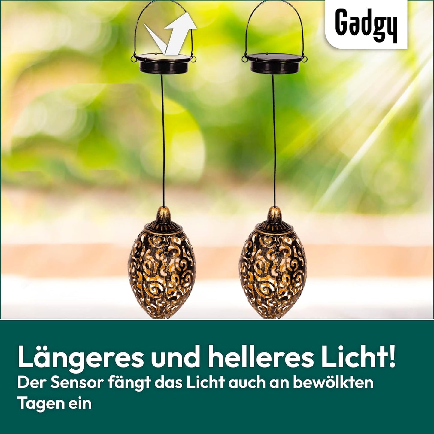 2er-Set Orientalische Solarhängelaternen, Eichel