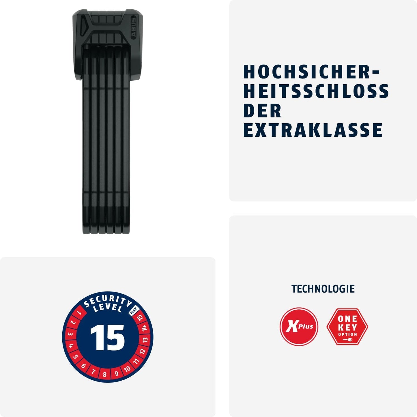 Faltschloss Bordo Granit XPlus 6500 SH, Bordo 6500 SH Schwarz 110 cm