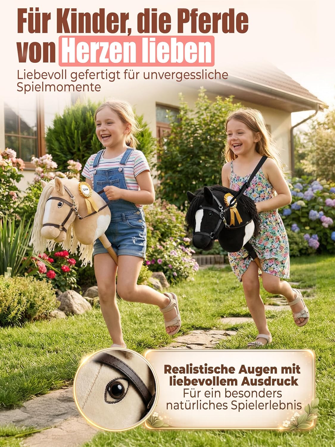 Hobby Horse Steckenpferd für Kinder, Schwarz & Weiss