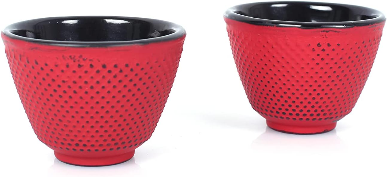 Teeservice mit abnehmbarem Sieb, Untersetzer und Becher im Vintage-Design, 1,1 L Rot