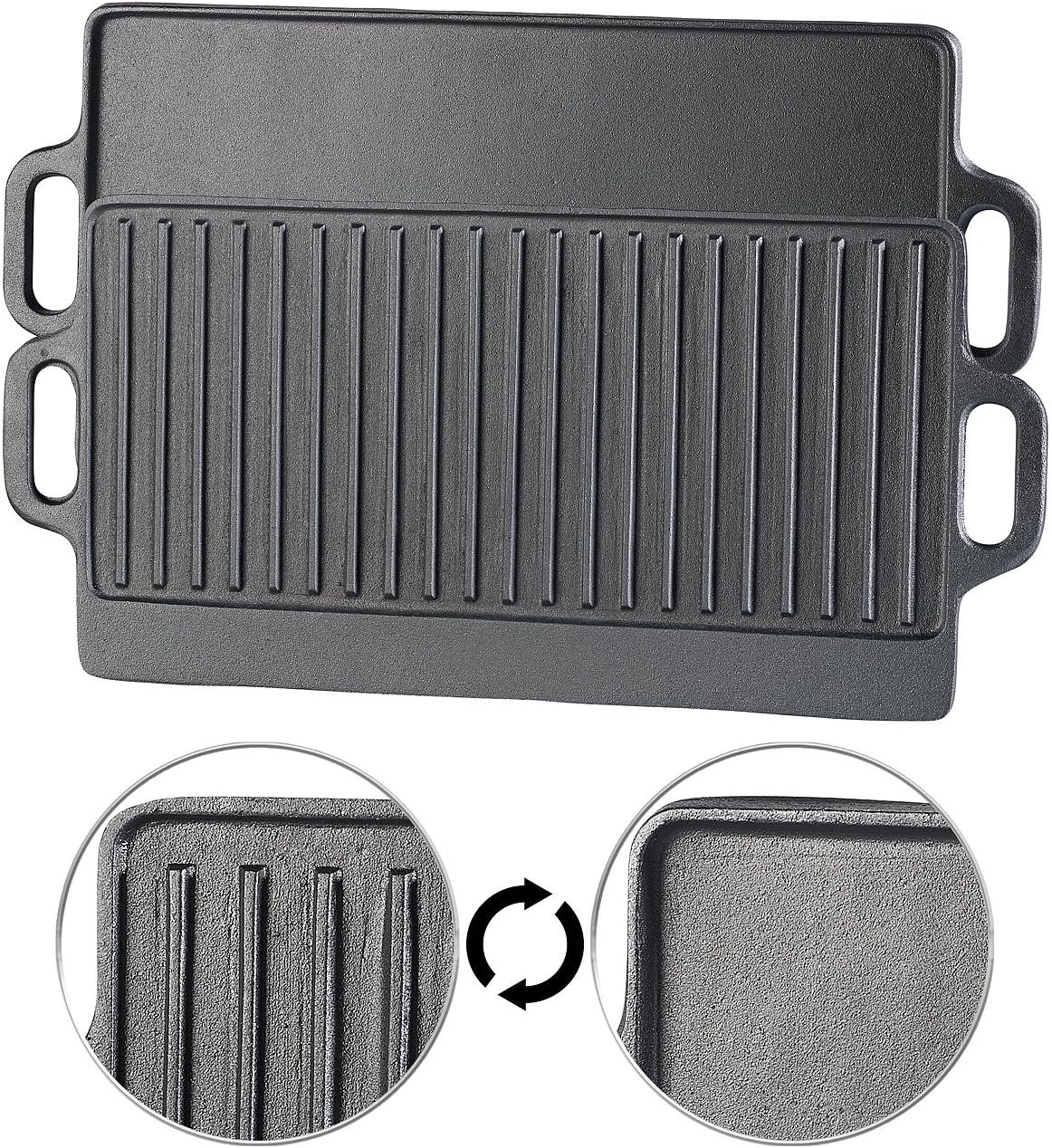 2er-Set Gusseiserne Wende-Grillplatten, 2er- Set 51 x 23,5 cm
