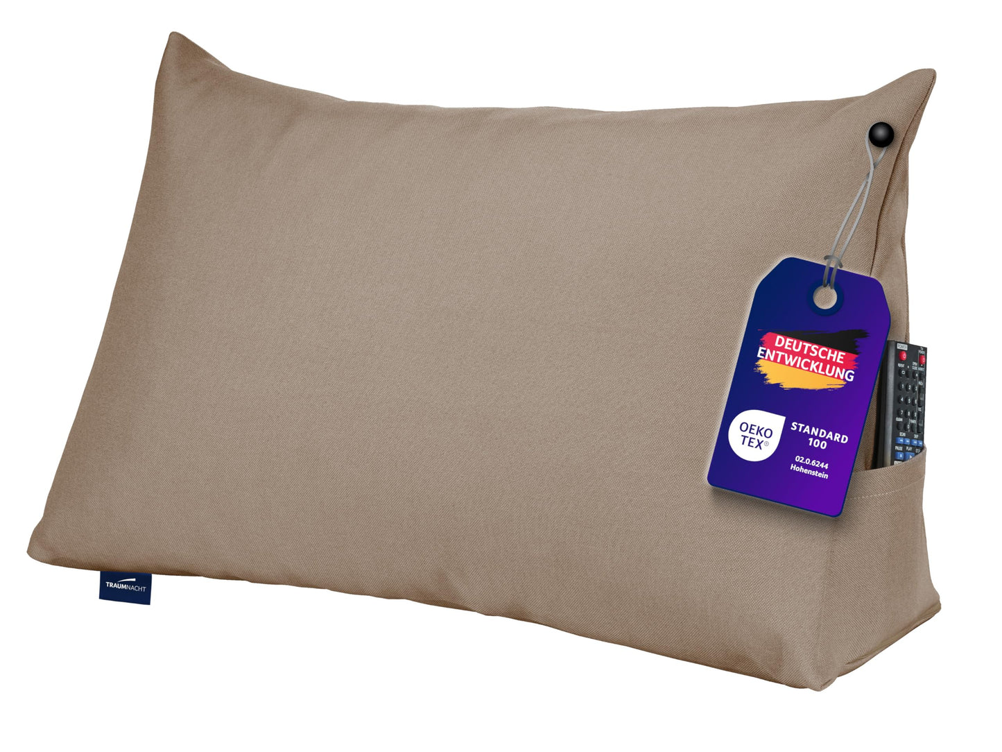 Cozy Lese- und Rückenkissen mit Seitenfach, Hellbraun Möbelstoff (100% Polyester)