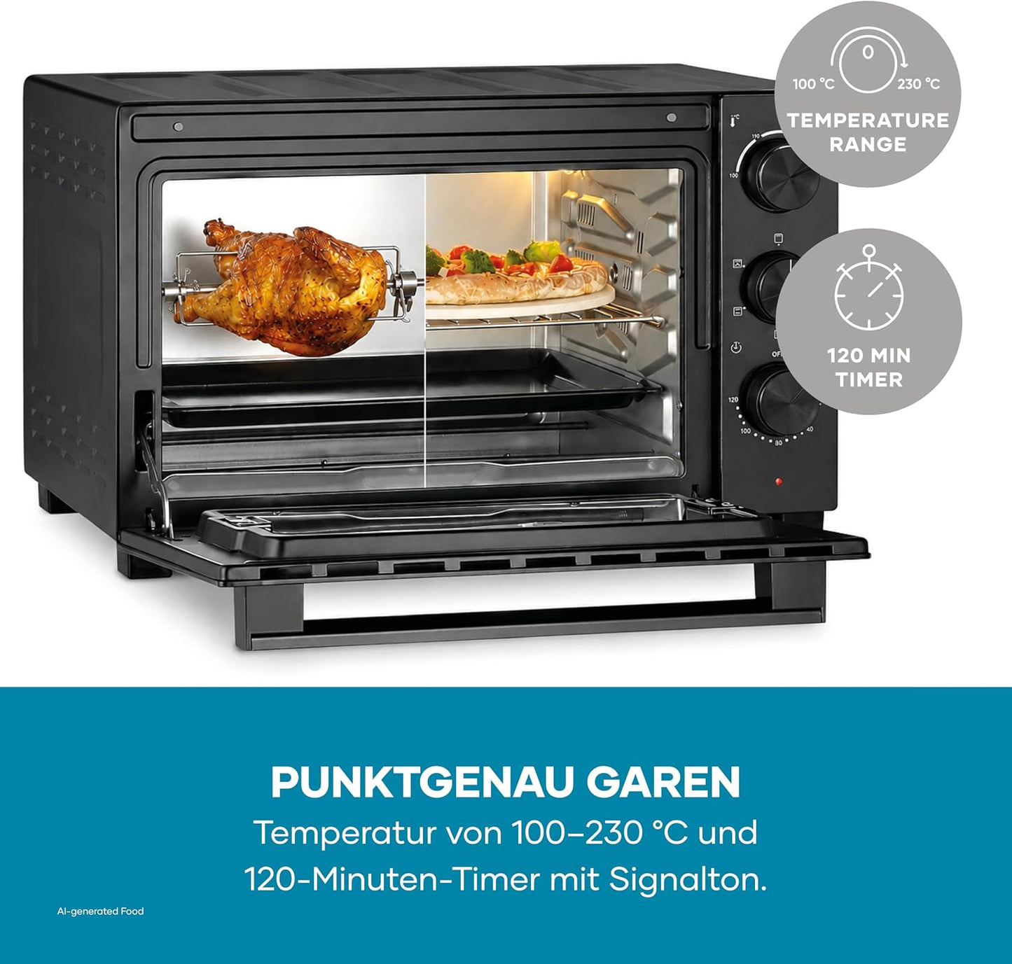 Back- und Toastofen mit Umluftfunktion (30 L, 1600 W)