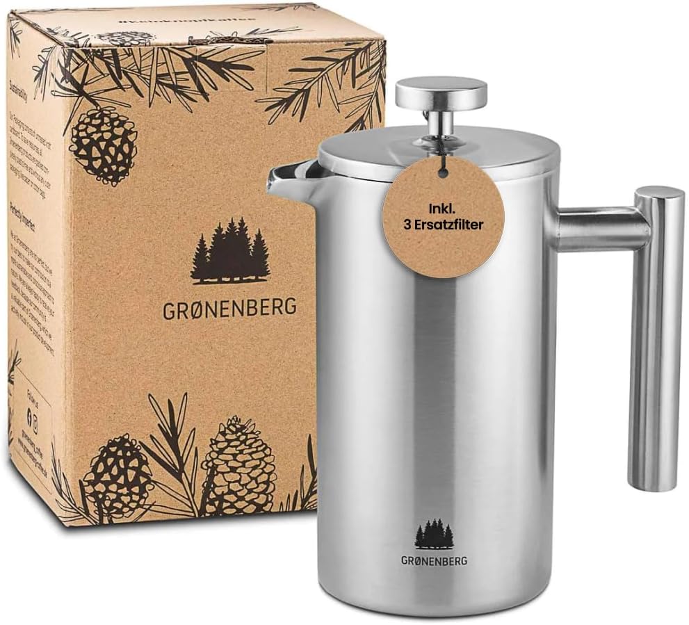 French Press Kaffeebereiter mit Thermofunktion, 1 Liter