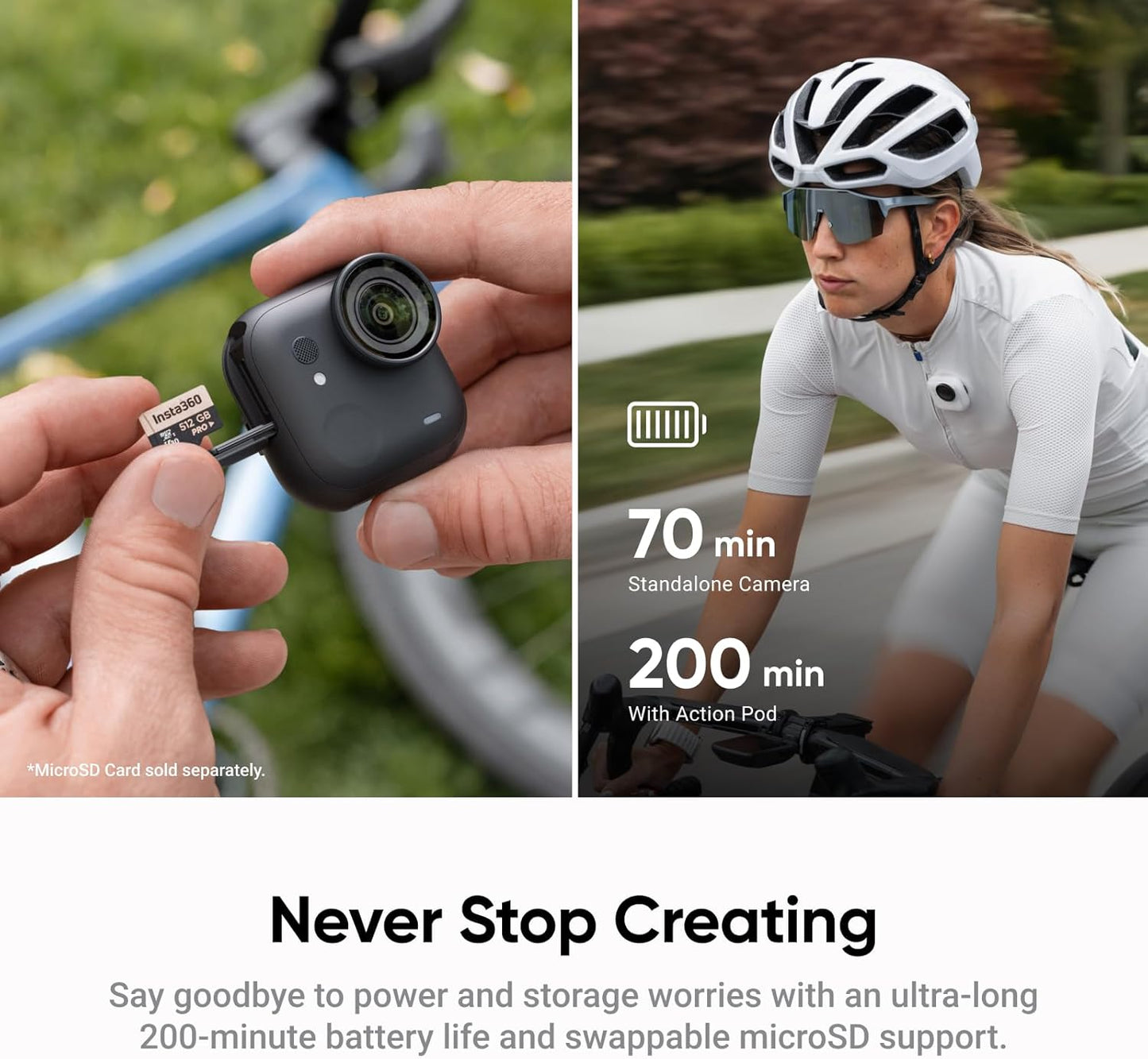 GO Ultra 4K Vlogging-Kamera, Polarweiss Standard-Bundle(Ohne microSD Karte)