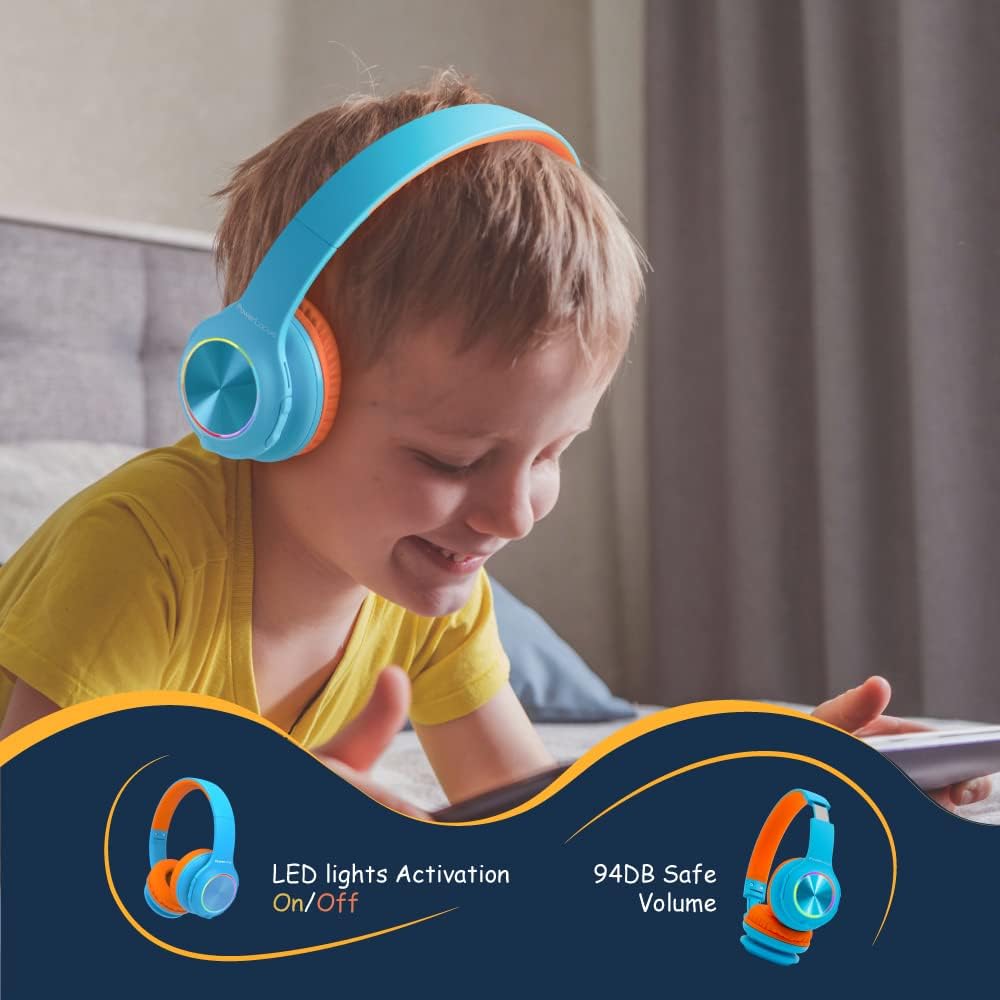 Kinder Bluetooth-Kopfhörer, Blau/Orange
