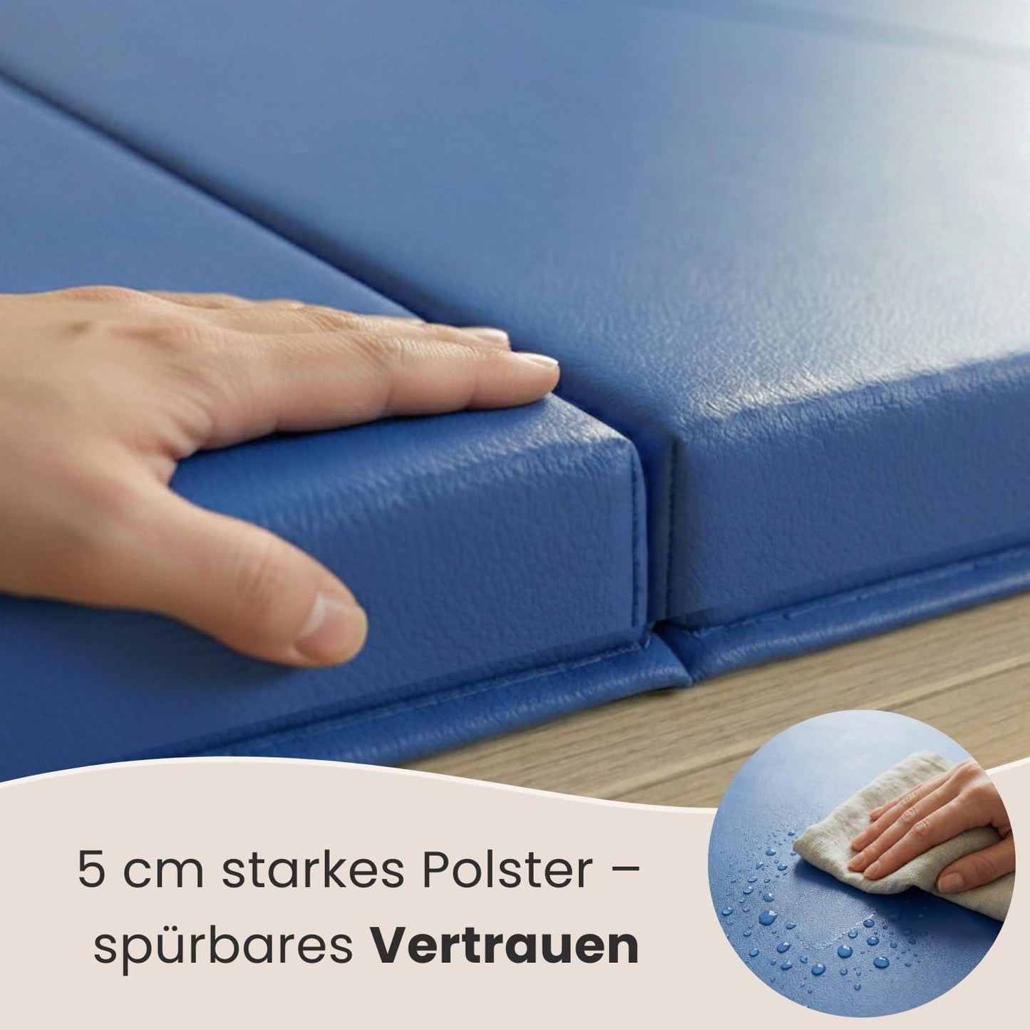 Faltbare Gymnastik- und Turnmatte 180x60x5 cm, 180 x 60 x 5 cm Blau-Schwarz