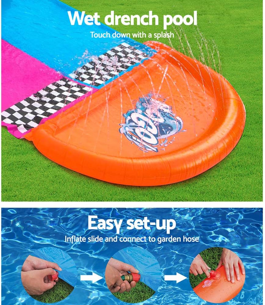 2er-Wasserrutsche mit aufblasbaren Lama-Schwimmtieren, Blau