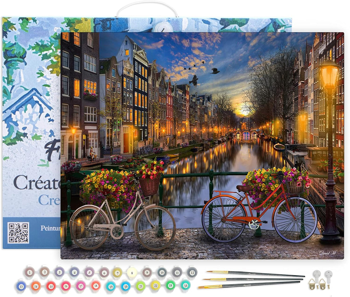 Malen nach Zahlen Set - Kanal Amsterdam, Kanal Amsterdam 40x50cm Mit Rahmen (bereits gespannt)