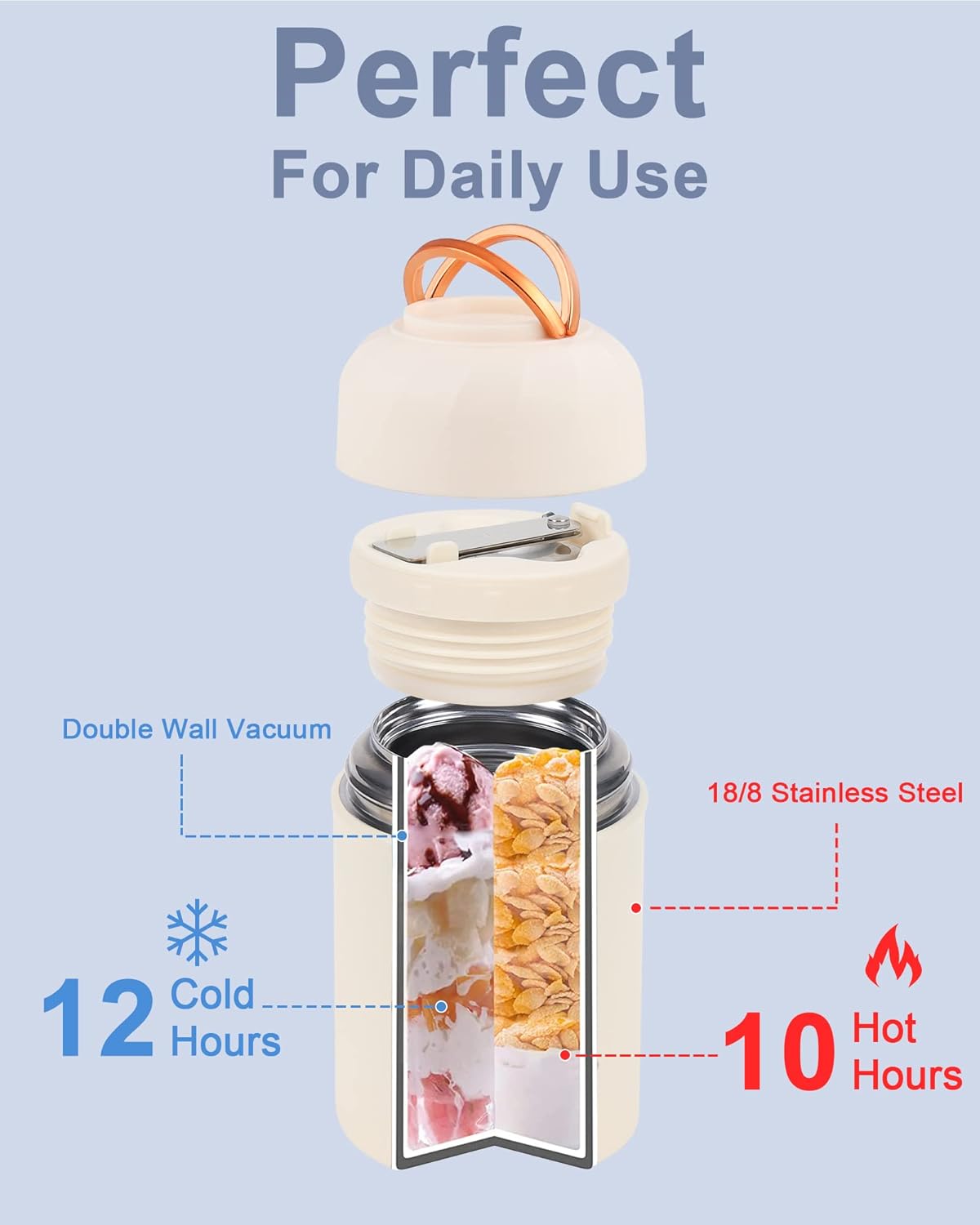 Thermobehälter mit Löffel, 550 ml, Blancs-550ml