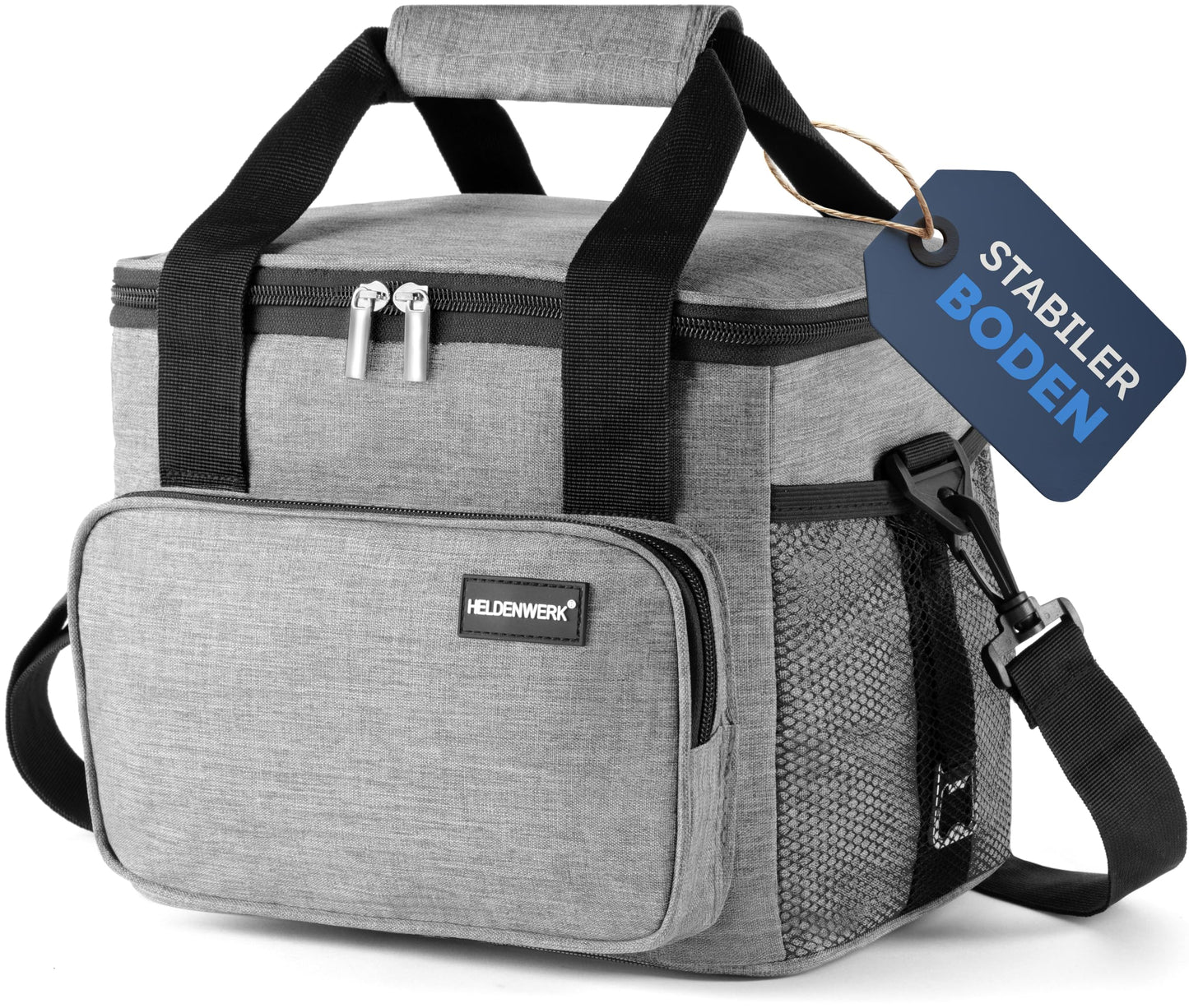 Faltbare Kühltasche mit Flaschenöfffner, wasserdicht & auslaufsicher, 10L (L29 x B20 x H22 cm) Hellgrau