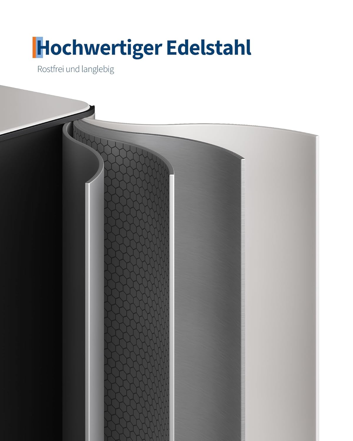 Mülltrennsystem mit 3 Fächern, Weiss 45L