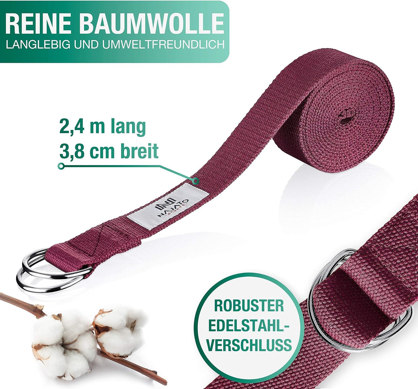 Meditationskissen-Set mit Yogagurt & E-Book, Aubergine