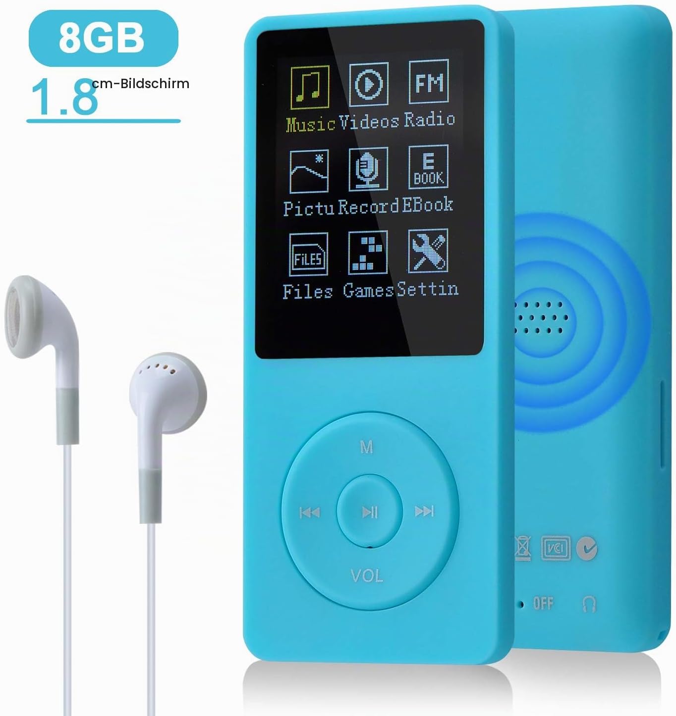 Tragbarer MP3-Player, 8G, Hellblau