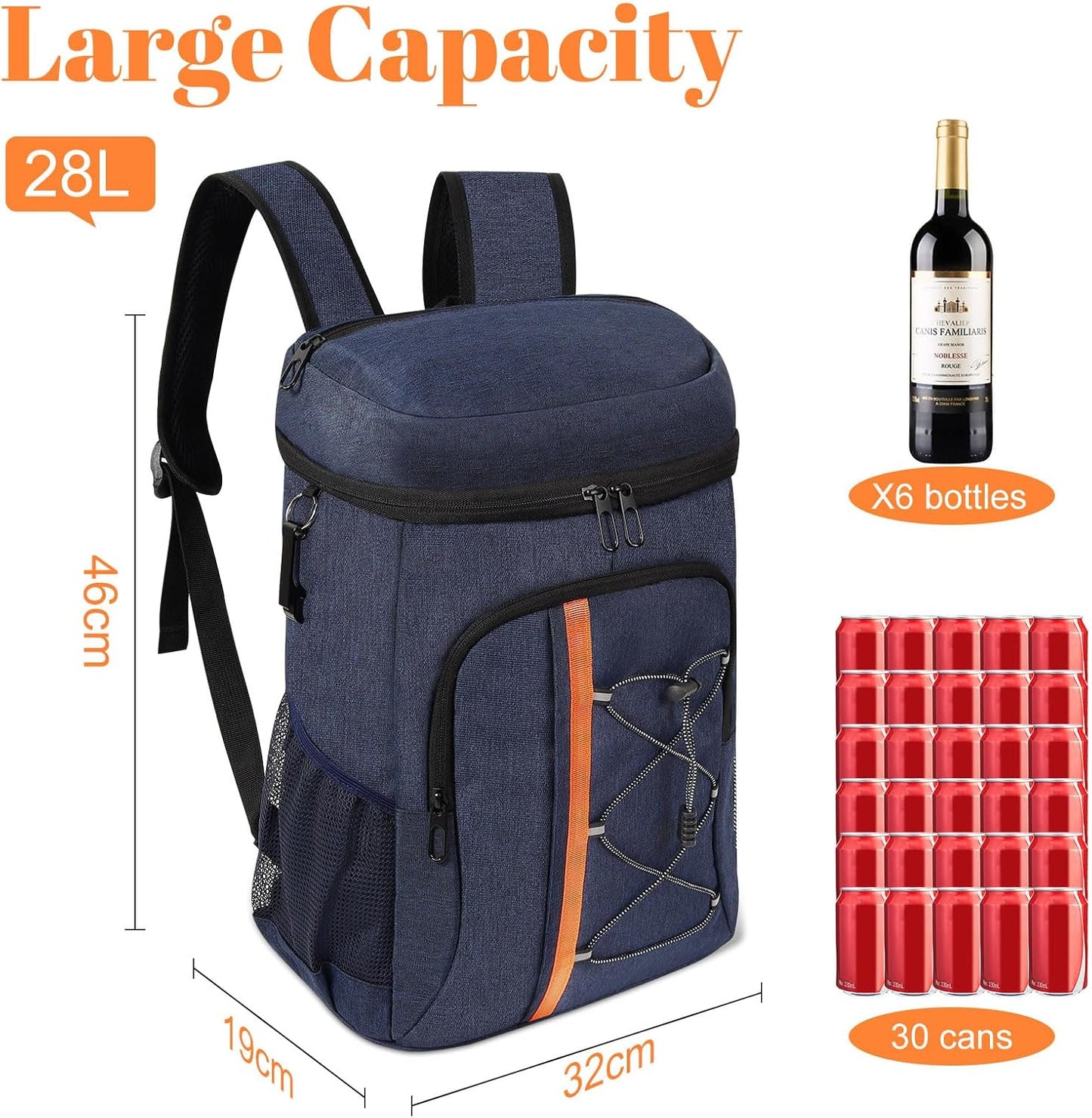 Faltbarer Kühlrucksack, Navy blau