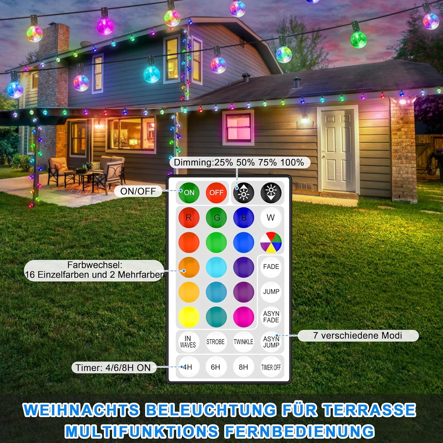 Glühbirnen-Lichterkette, 9m 30led 16 Farbe