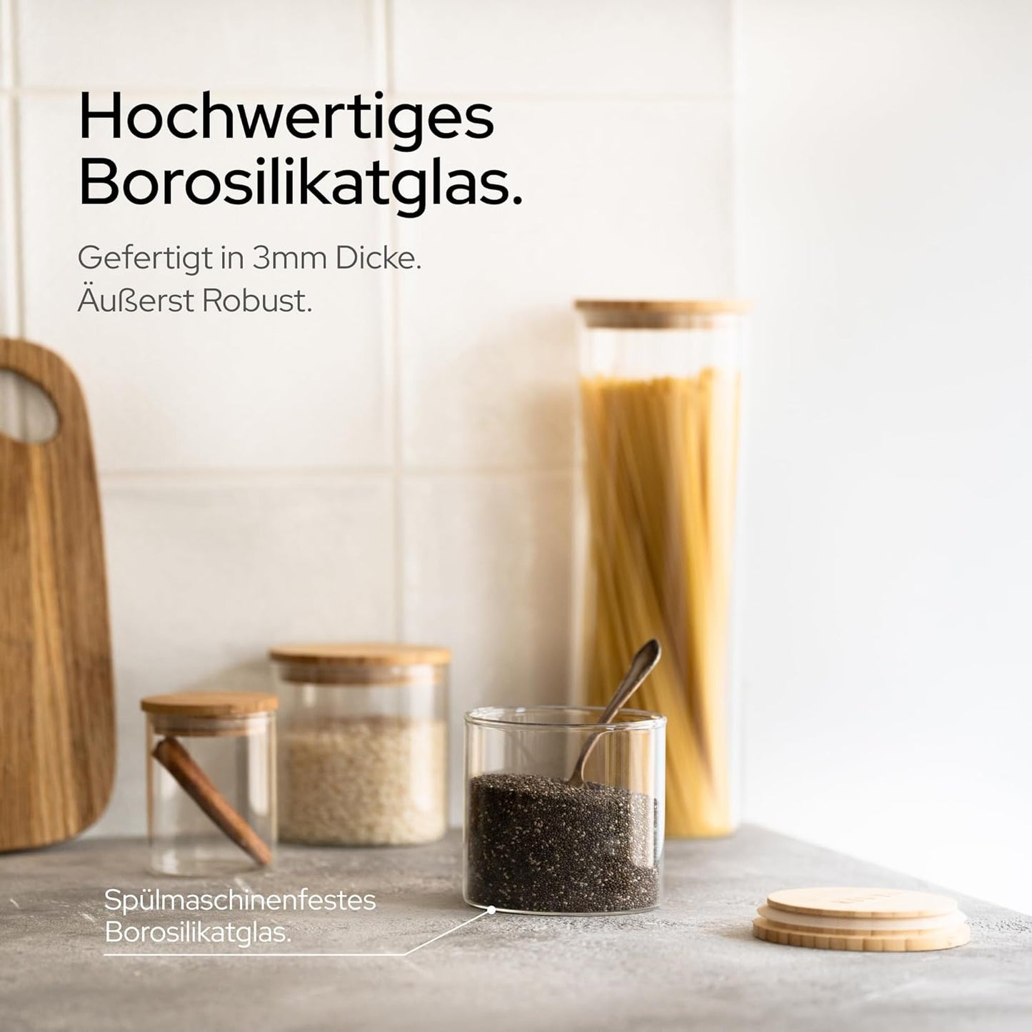 Vorratsgläser-Set mit Bambusdeckel, 4x 600ml