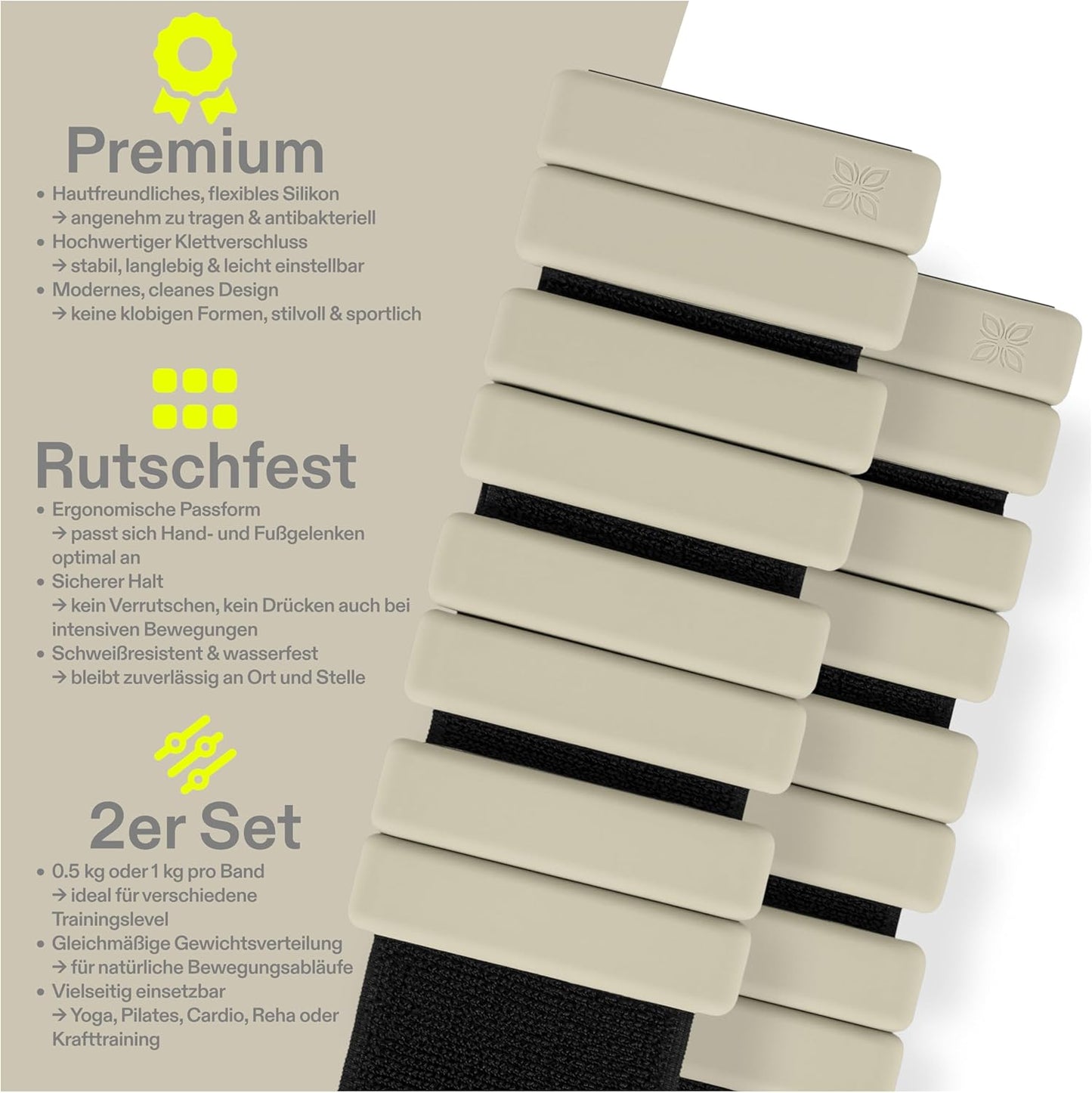 Gewichtsmanschetten für Knöchel & Handgelenk (1 kg), 1 KG (2X0.5 KG) MIRACLE VANILLA
