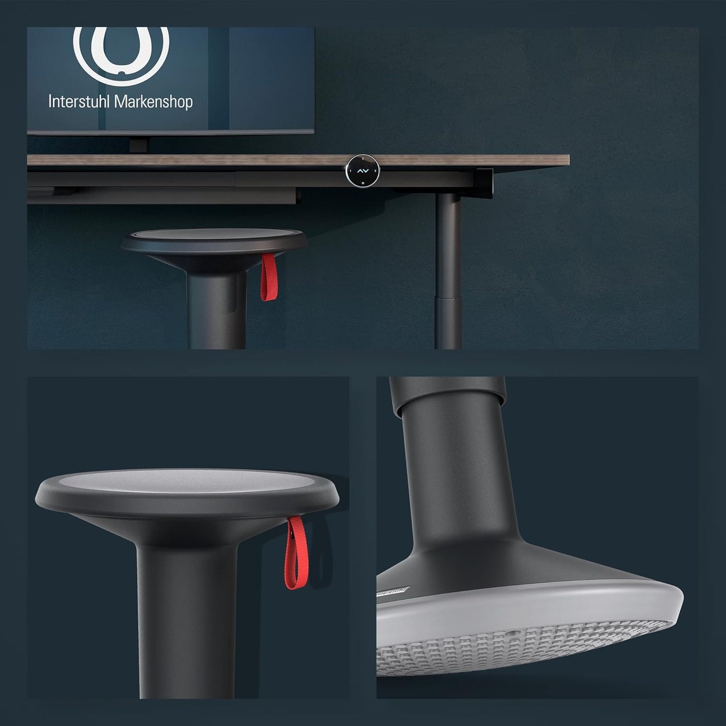 Ergonomischer Stehhocker höhenverstellbar, UP Stehhocker Schwarz