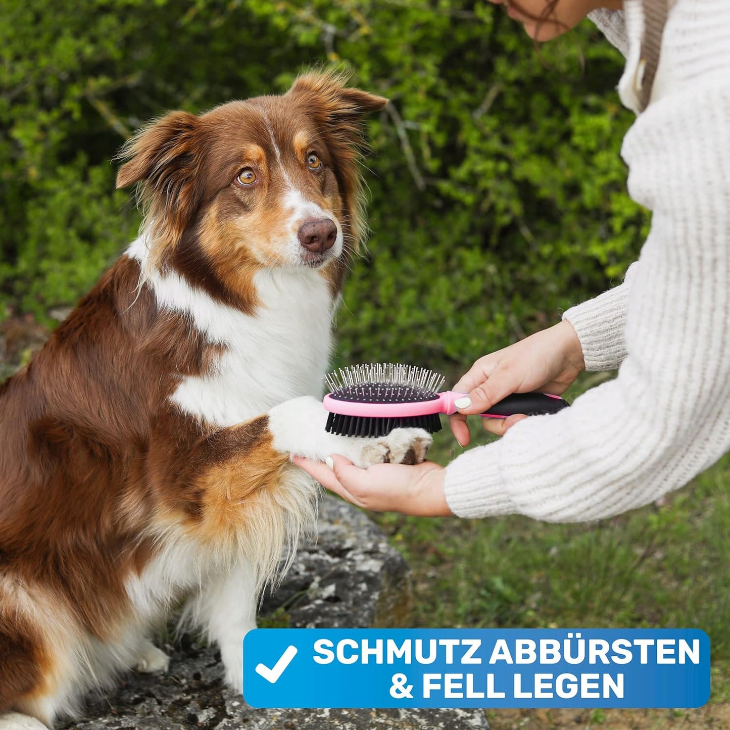 Doppelseitige Hundebürste, Rosa