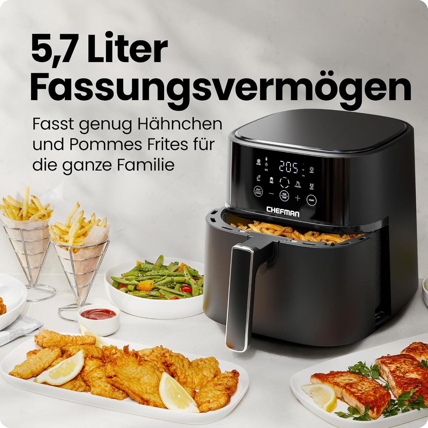 Heissluftfritteuse mit Hi-Fry Technologie, 5,7L