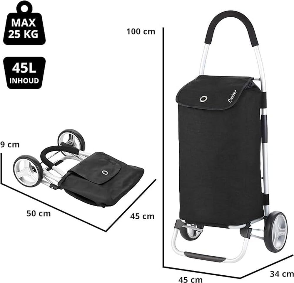Faltbarer Einkaufstrolley 40L, Schwarz