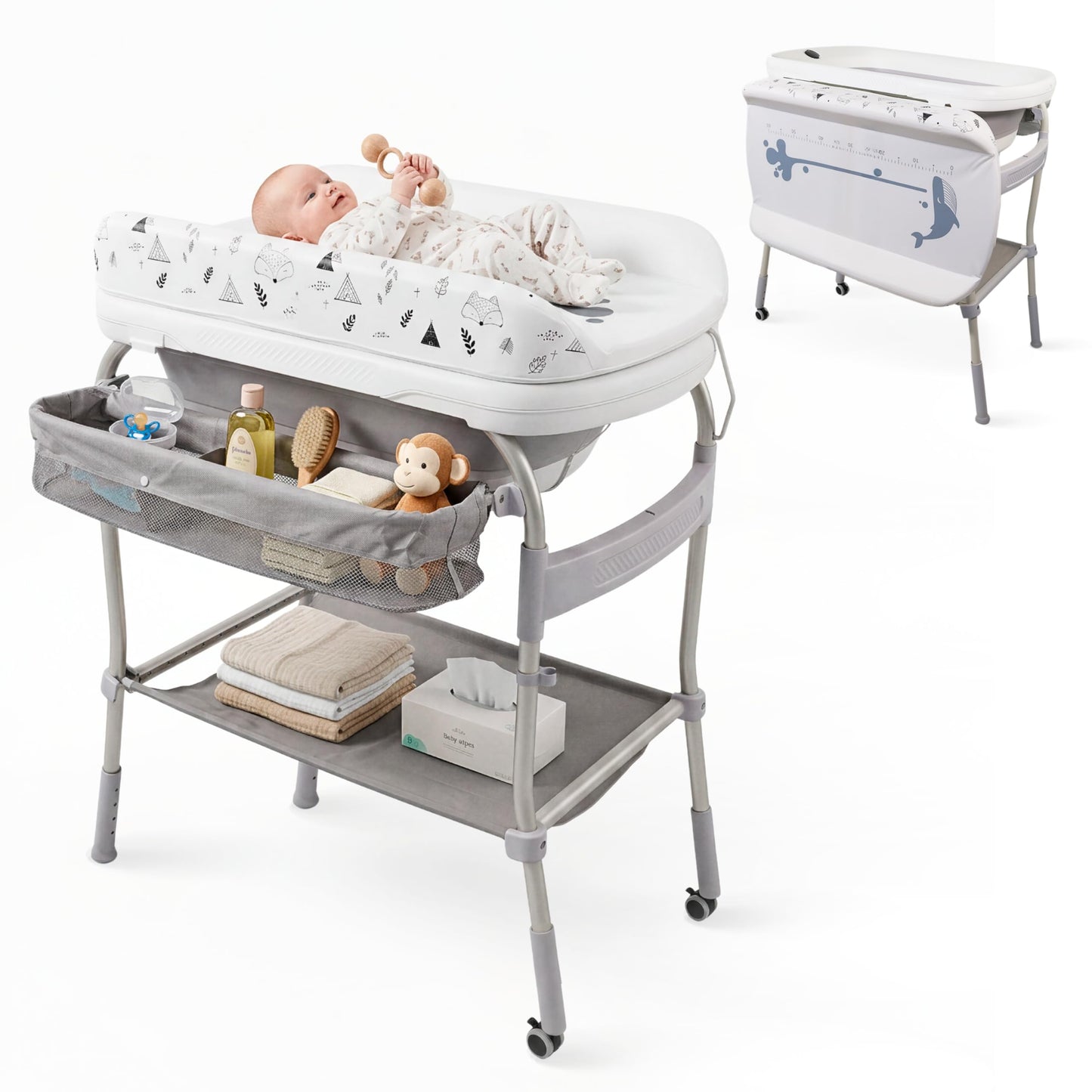 2-in-1 Wickeltisch mit Badewanne