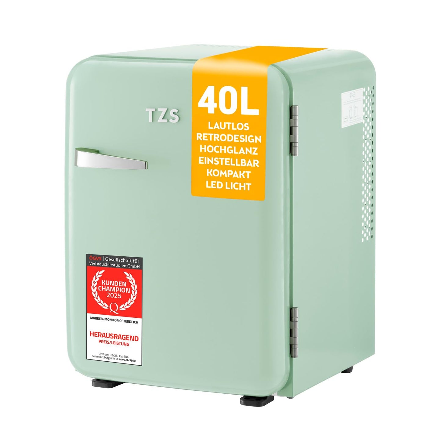 Retro Mini-Kühlschrank, 40 Liter Hellgrün
