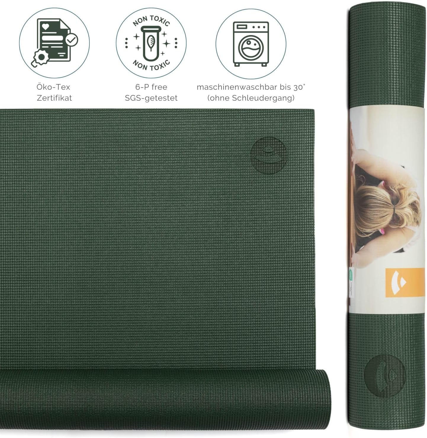 Rutschfeste Yogamatte Asana, waldgrün