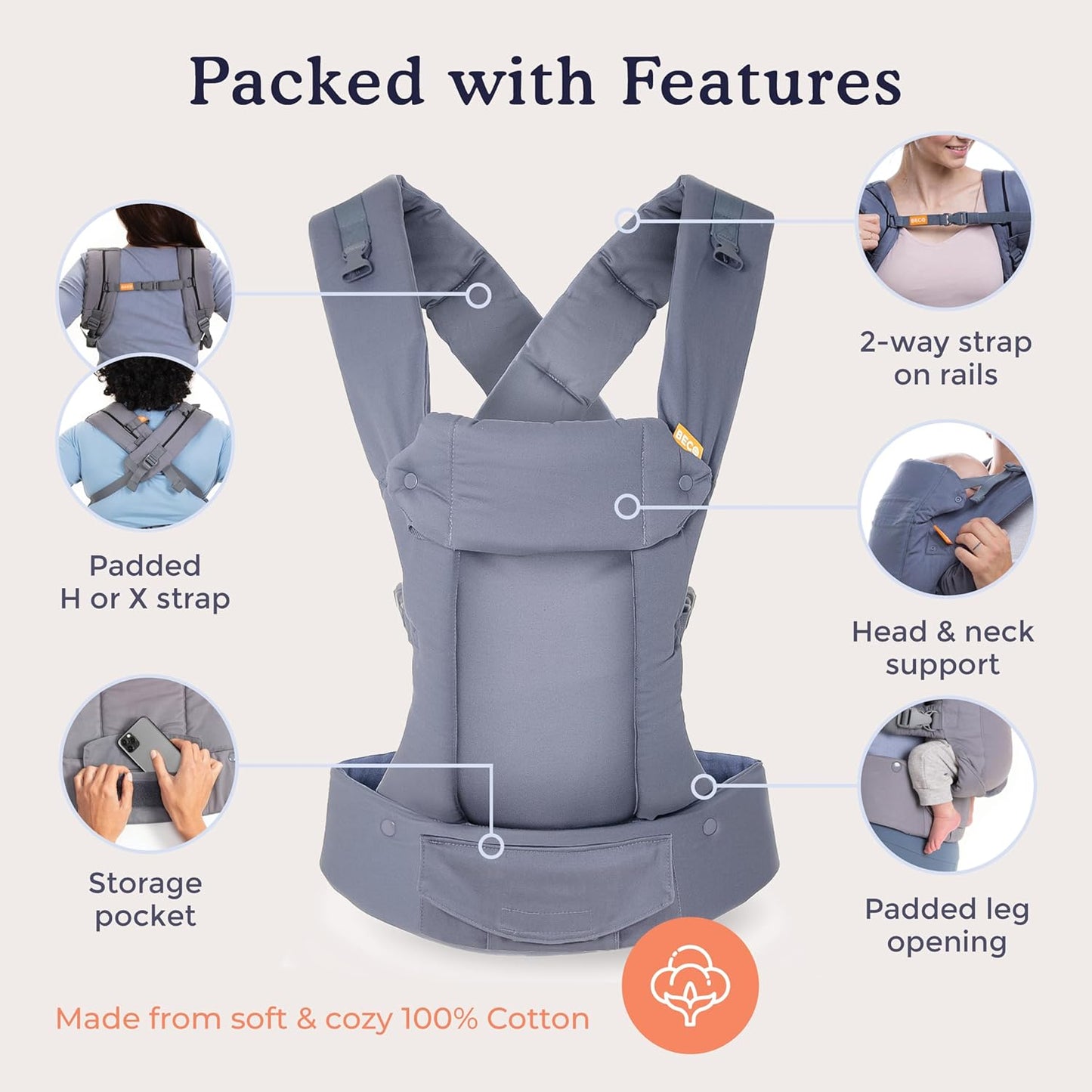 Gemini - ergonomische 4in1 Babytrage für Neugeborene (3-16 kg), Classic Dots