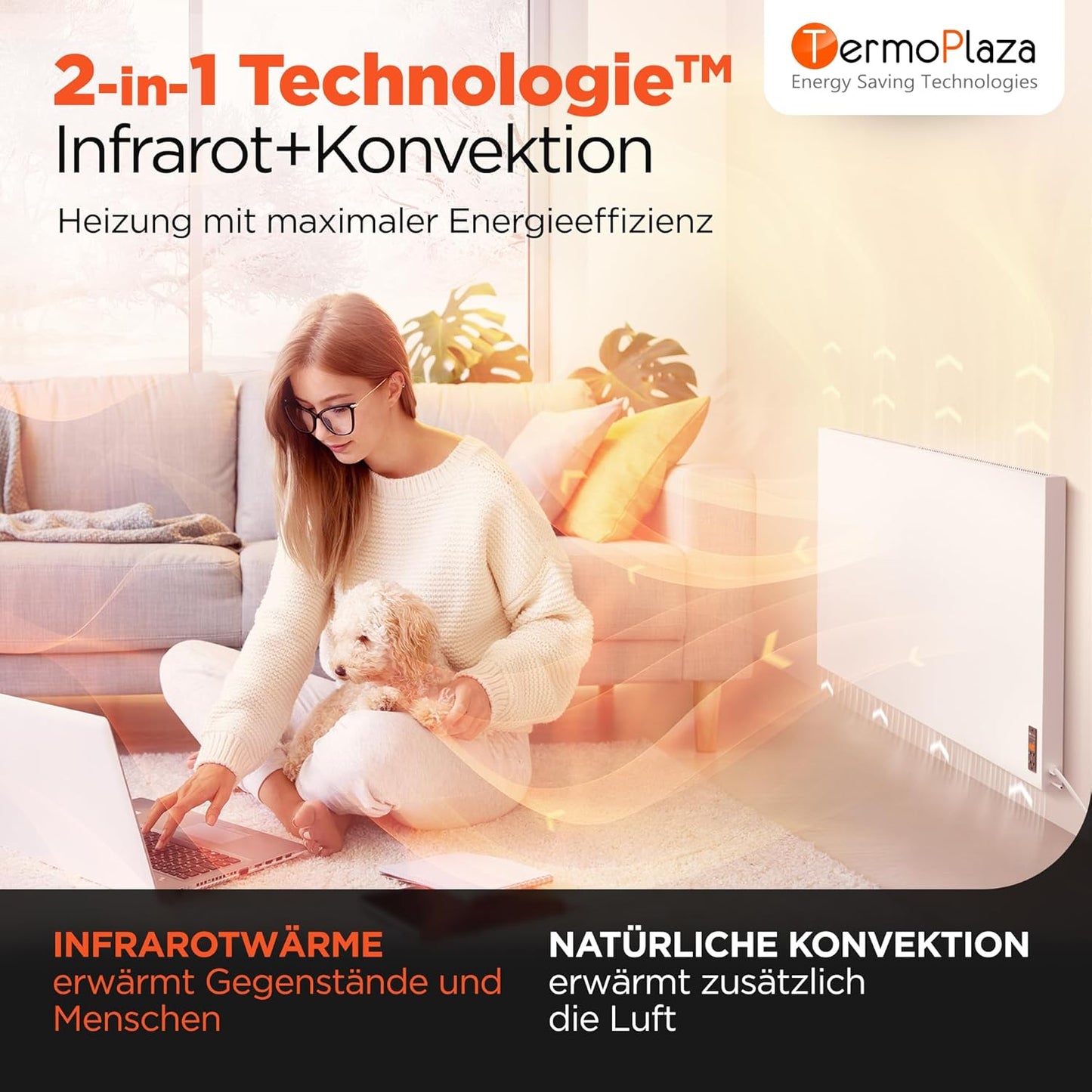 WiFi Infrarotheizung mit Thermostat, 400 W bis 10 m² Mit Wlan
