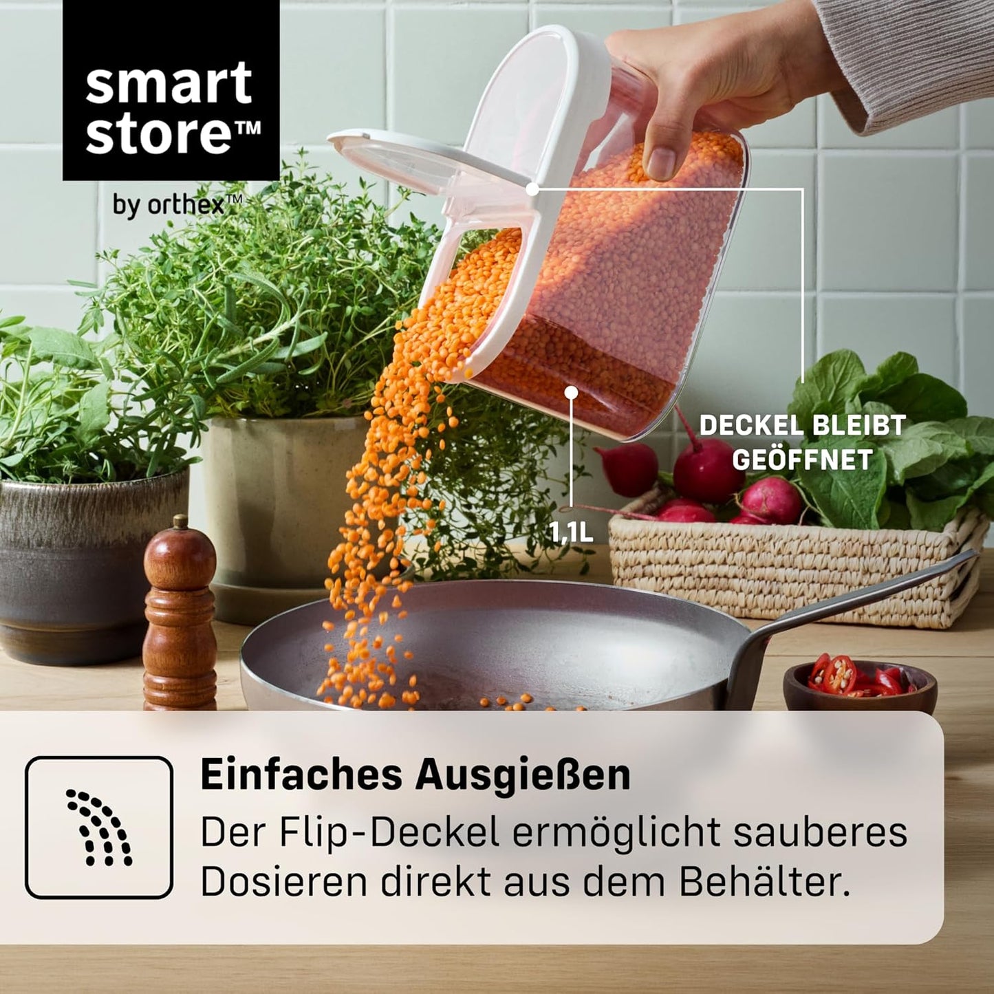 2-teiliges Vorratsbehälter-Set, 1,7 L / 2er-Set mit Klappdeckel