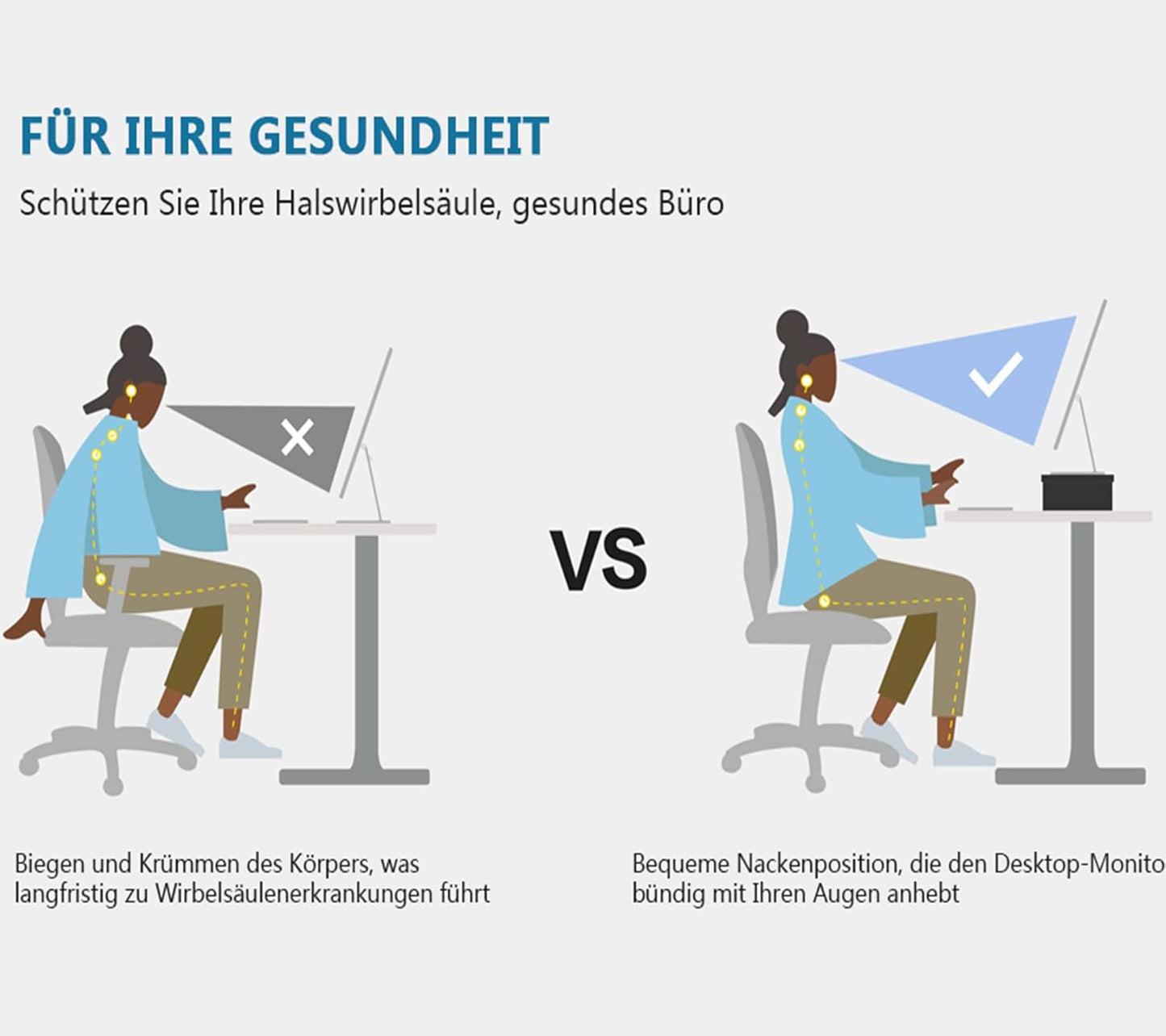 Dual Monitorständer mit Schublade und Handyhalter, 75-119 x 23,5 x 8,9 cm Schwarz