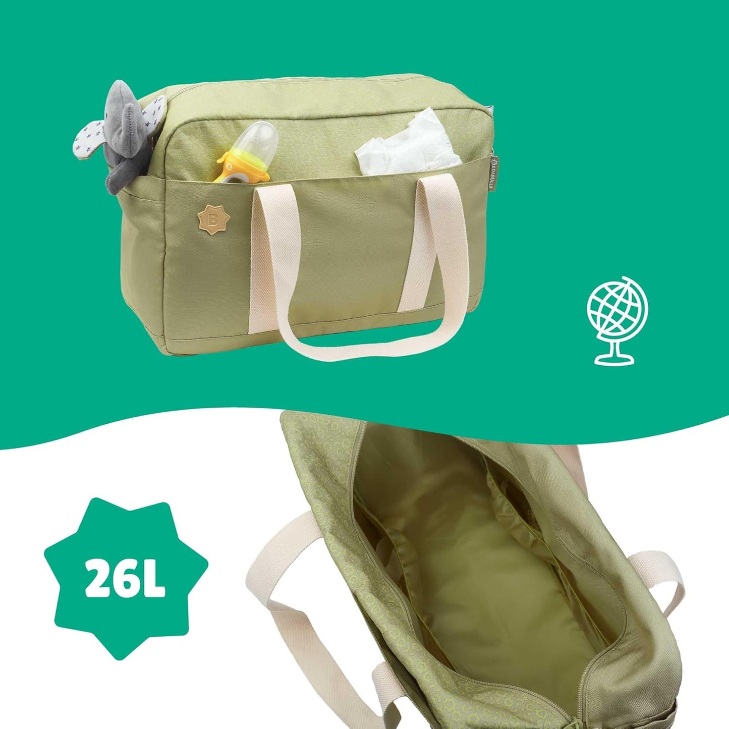 Wickeltasche Bowling mit Wickelauflage, Olive