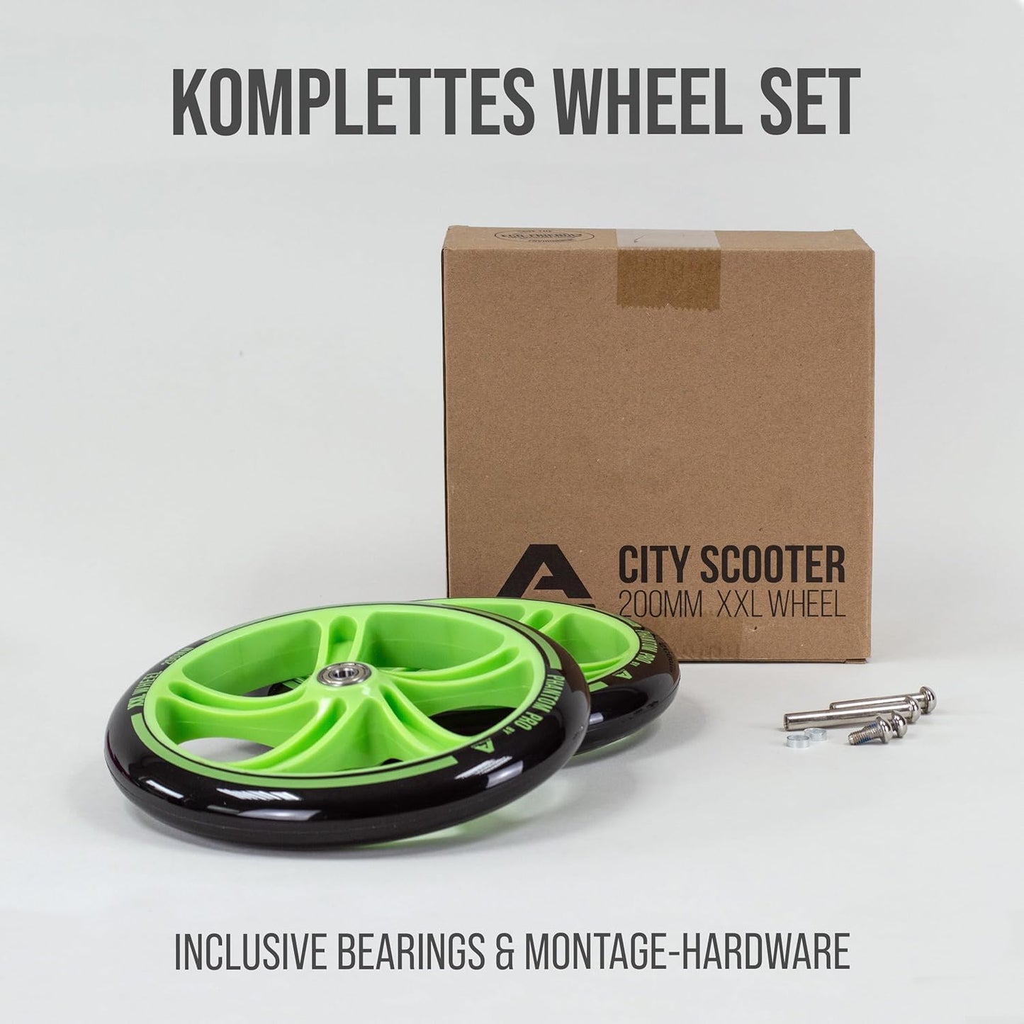 Scooter Ersatz-Räder Set mit ABEC 7 Kugellager, Ersatzräder 200mm - GRÜN