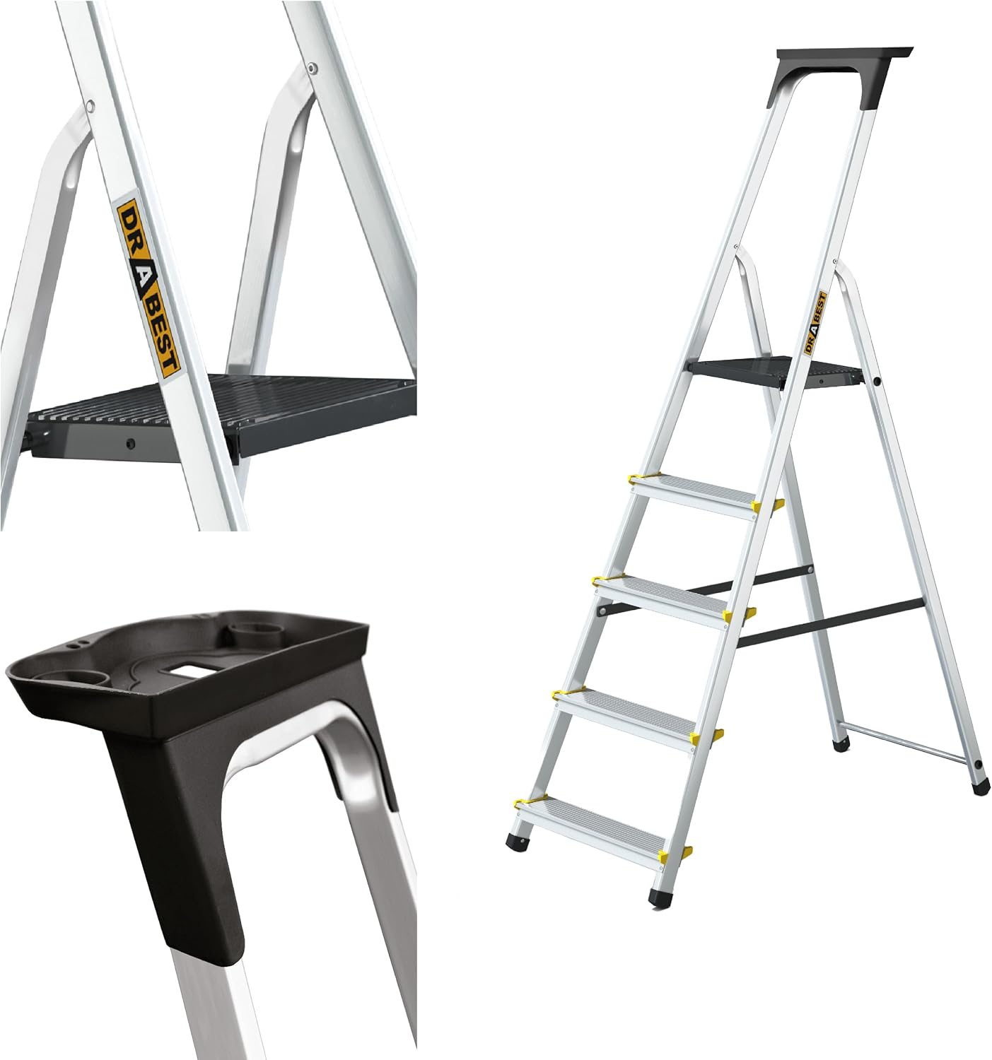 PRO Serie - Trittleiter mit Ablage, klappbar, 5 Steps